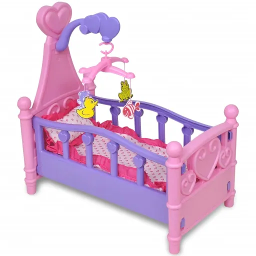 Cama Boneca Brinquedo, Cor-de-Rosa + Roxo