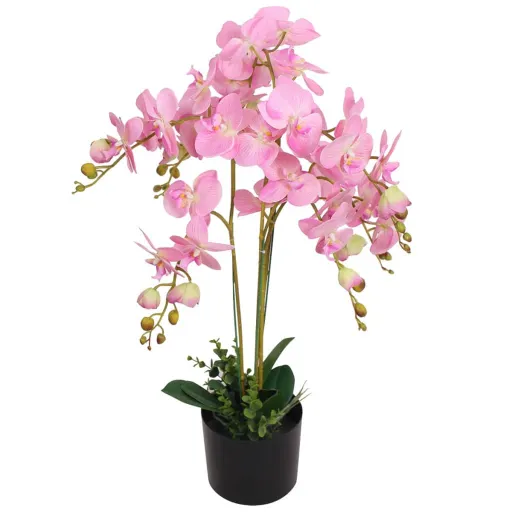 Planta Orquídea Artificial com Vaso 75 cm Rosa