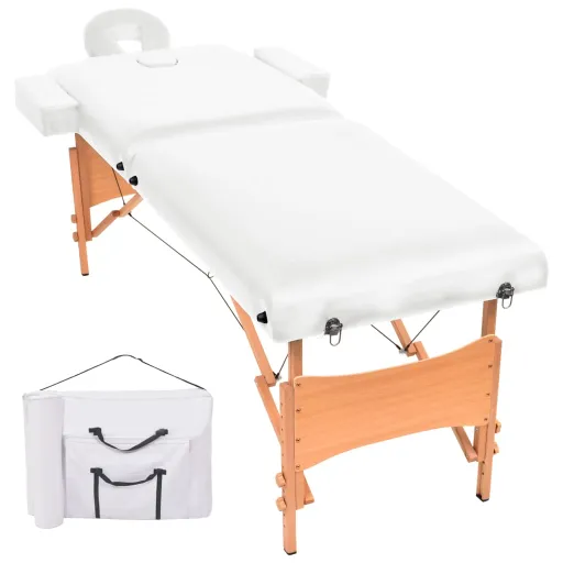 Mesa de Massagem Dobrável de 2 Zonas 10 cm Espessura Branco