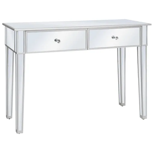 Mesa Consola Espelhada em MDF e Vidro 106,5x38x76,5 cm