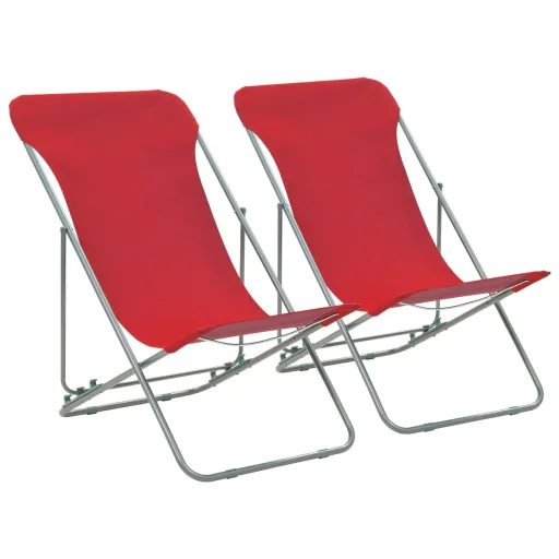 Cadeiras de Praia Dobráveis   Aço e Tecido Oxford Vermelho (2 pcs)