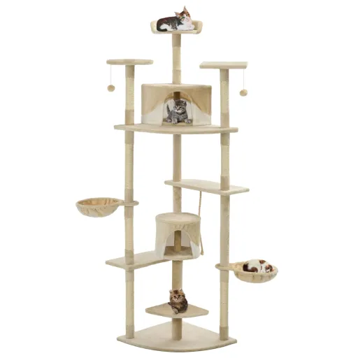 Árvore p/ Gatos c/ Postes Arranhadores Sisal 203 cm Bege/Branco