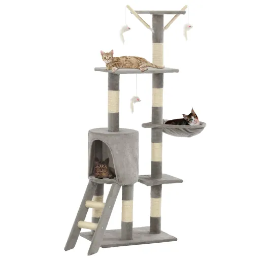 Árvore para Gatos c/ Postes Arranhadores Sisal 138 cm Cinzento