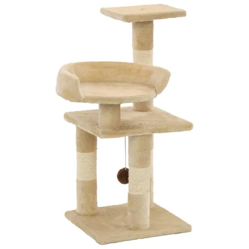 Árvore para Gatos c/ Postes Arranhadores Sisal 65 cm Bege