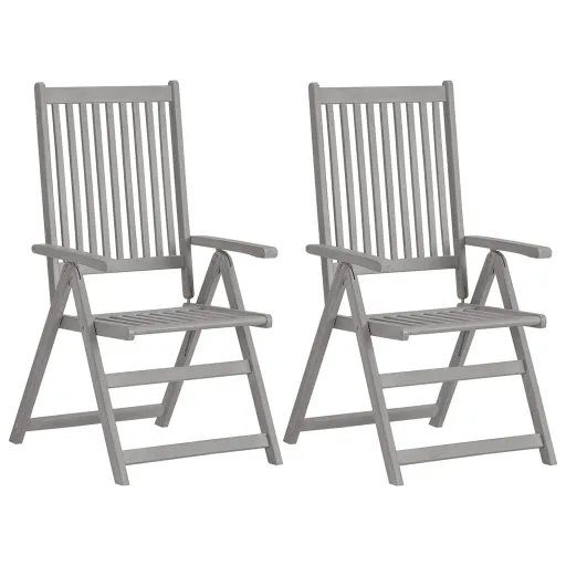 Cadeiras Jardim Reclináveis   Madeira Acácia Maciça Cinza  (2 pcs)