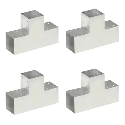 Bases para Poste em Forma T   101x101 mm Metal Galvanizado (4 pcs)