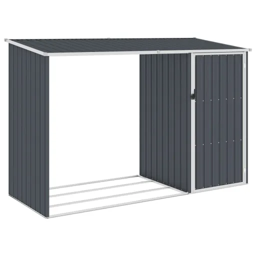 Abrigo de Lenha Jardim 245x98x159cm Aço Galvanizado Antracite