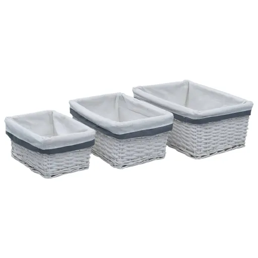 Conjunto de Cestos de Encastrar Salgueiro Branco (3 pcs)