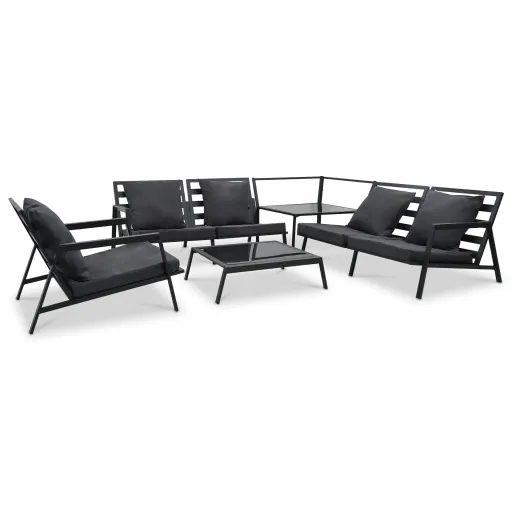 Conjunto Lounge Jardim + Almofadões Alumínio Cinza-Escuro (5 pcs)