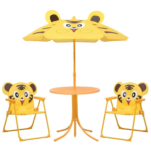 Conjunto Bistrô de Jardim Infantil c/ Guarda-Sol Amarelo (3 pcs)