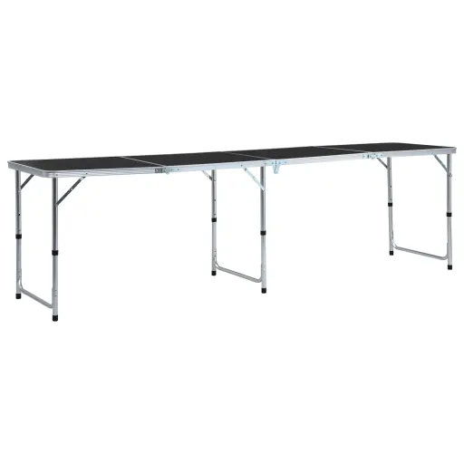 Mesa de Campismo Dobrável 240x60 cm Alumínio Cinzento