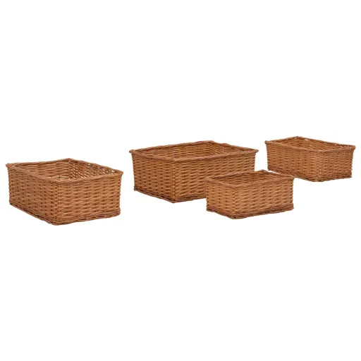 Conjunto de Cestos de Encastrar Salgueiro Castanho (4 pcs)