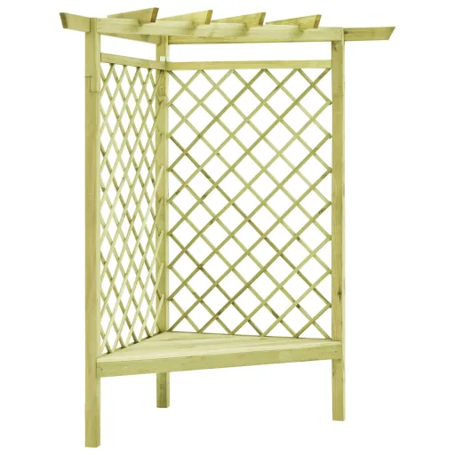 Pérgola de Canto com Banco 130x130x197 cm Pinho Impregnado