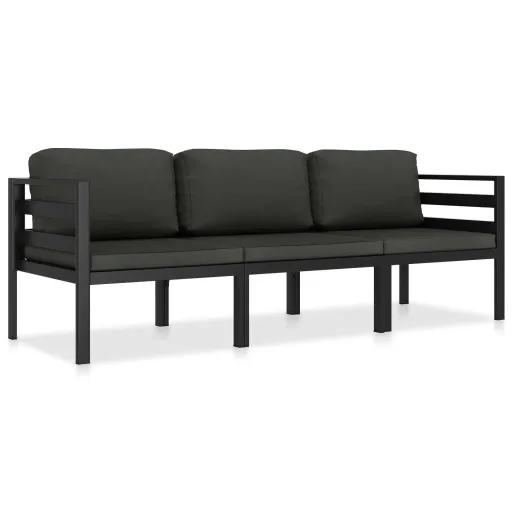 Conjunto Lounge Jardim com Almofadões Alumínio Antracite  (3 pcs)