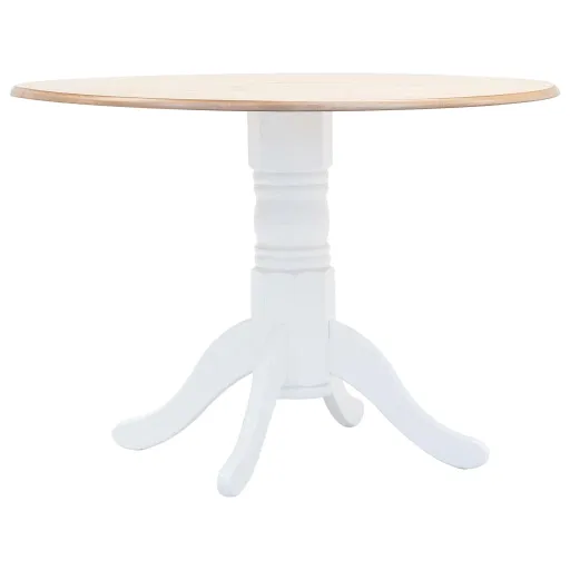 Mesa de Jantar 106 cm Seringueira Maciça Branco e Castanho