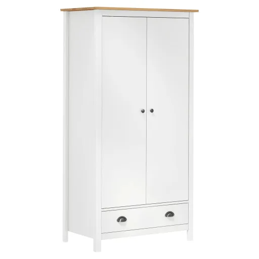 Roupeiro 2 Portas Hill 89x50x170 cm Pinho Maciço Branco