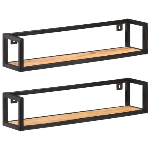 Prateleiras Parede   80 cm Madeira de Acácia Maciça (2 pcs)