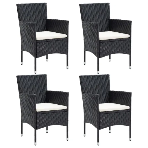 Cadeiras de Jantar para Jardim   Vime PE Preto (4 pcs)