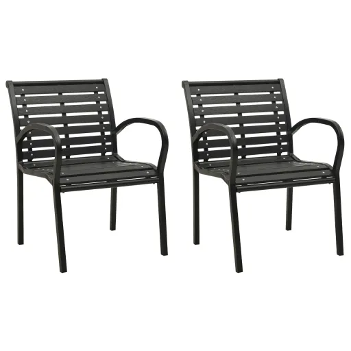 Cadeiras de Jardim   Aço e WPC Preto (2 pcs)