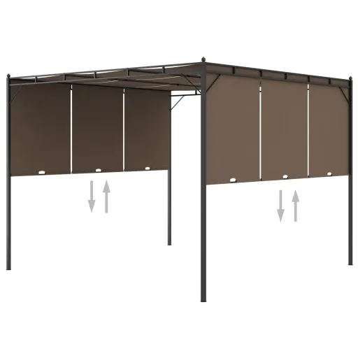 Gazebo Jardim c/ Cortina Lateral 3x3x2,25m Cinzento-Acastanhado