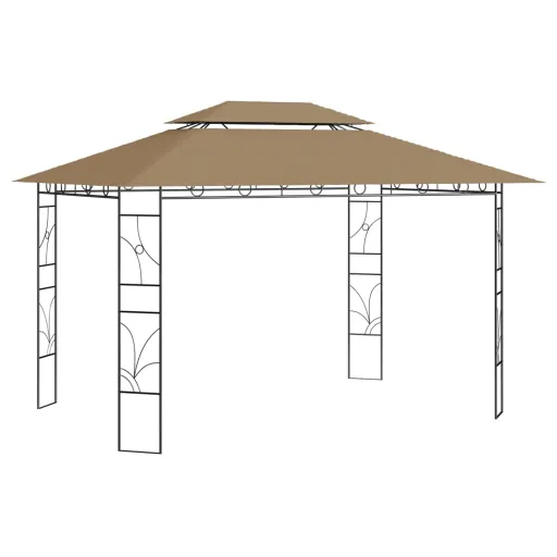 Gazebo 4x3x2,7 m 160 g/m² Cinzento-Acastanhado