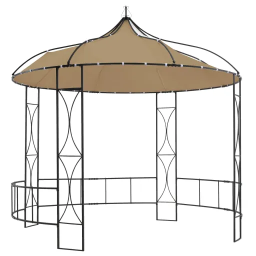 Gazebo Redondo 300x290 cm Cinzento-Acastanhado