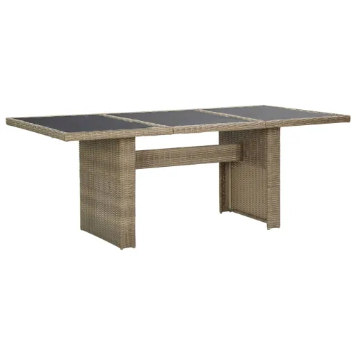 Mesa de Jantar Jardim 200x100x74 cm Vidro e Vime PE Castanho