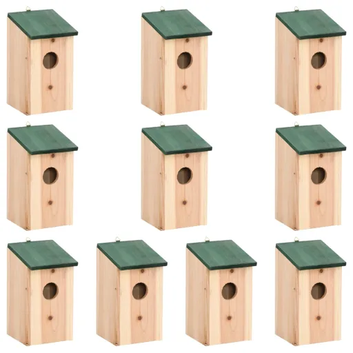 Casas para Pássaros   12x12x22 cm Madeira de Abeto Maciça (10 pcs)