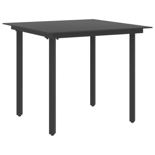 Mesa de Jantar para Jardim 80x80x74 cm Aço e Vidro Preto