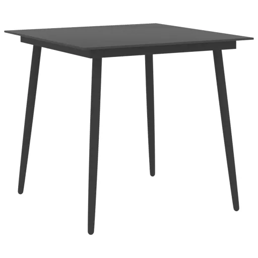 Mesa de Jantar para Jardim 80x80x74 cm Aço e Vidro Preto