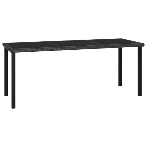 Mesa de Jantar Jardim 180x70x73 cm Vime PE Preto