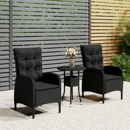 Conjunto de Bistrô para Jardim Vime PE Preto (3 pcs)