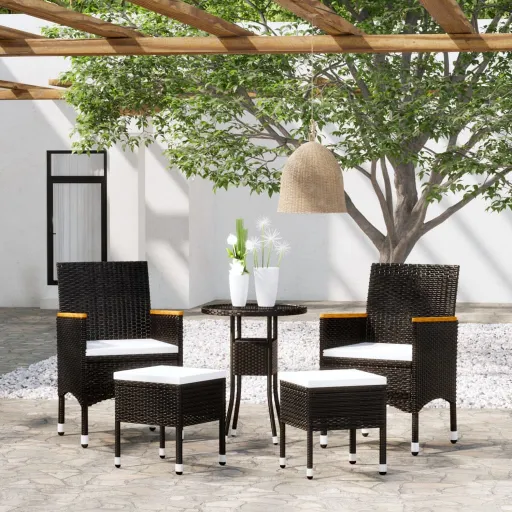 Conjunto Lounge de Jardim Vime PE Preto (5 pcs)