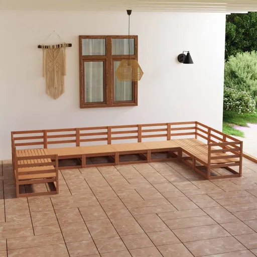 Conjunto Lounge de Jardim Pinho Maciço (10 pcs)