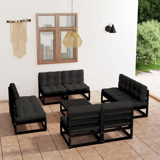 Conjunto Lounge de Jardim c/ Almofadões Pinho Maciço (9 pcs)