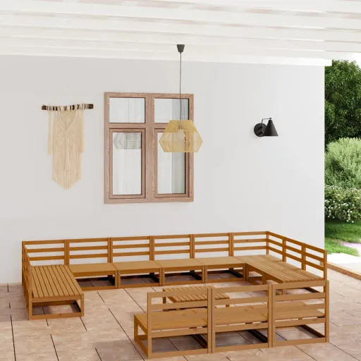 Conjunto Lounge de Jardim Pinho Maciço (14 pcs)