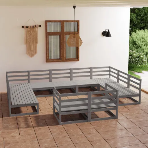 Conjunto Lounge de Jardim Pinho Maciço (11 pcs)