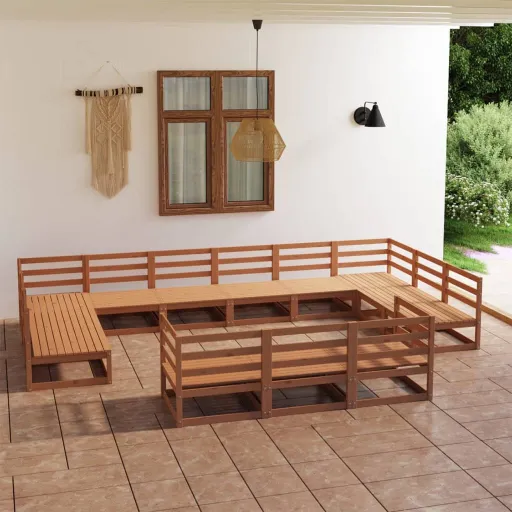 Conjunto Lounge de Jardim Pinho Maciço (13 pcs)