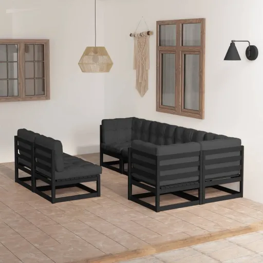 Conjunto Lounge de Jardim c/ Almofadões Pinho Maciço (7 pcs)