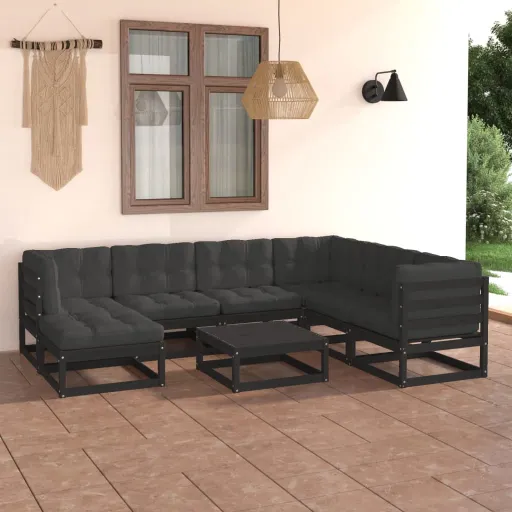 Conjunto Lounge de Jardim c/ Almofadões Pinho Maciço (8 pcs)