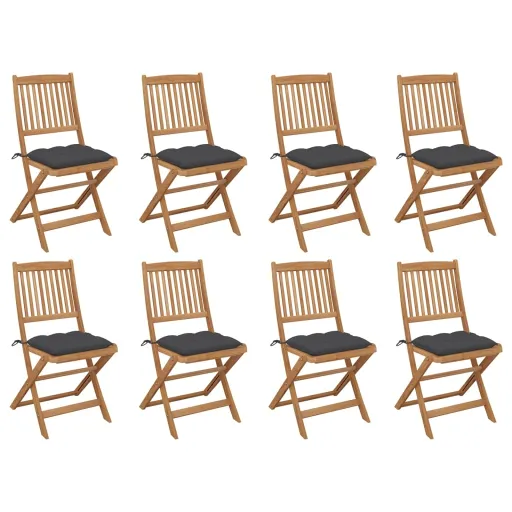 Cadeiras de Exterior Dobráveis c/ Almofadões   Acácia Maciça (8 pcs)