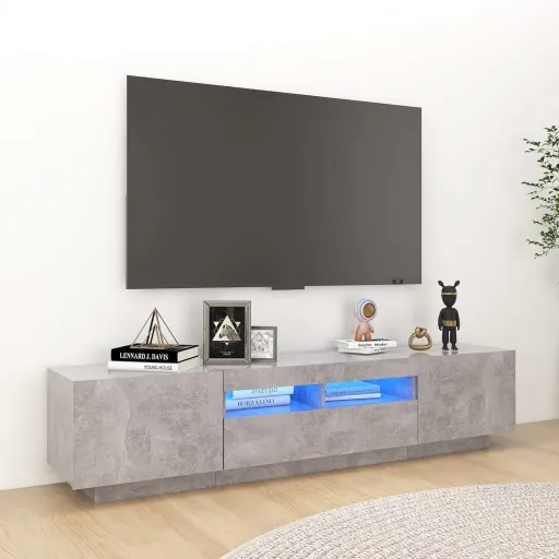 Móvel de TV com Luzes LED 180x35x40 cm Cinzento Cimento