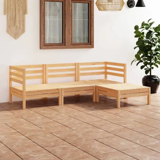 Conjunto Lounge de Jardim Pinho Maciço (4 pcs)