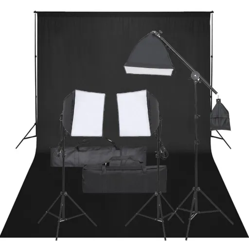 Kit de Estúdio Fotográfico com Conjunto de Iluminação e Fundo