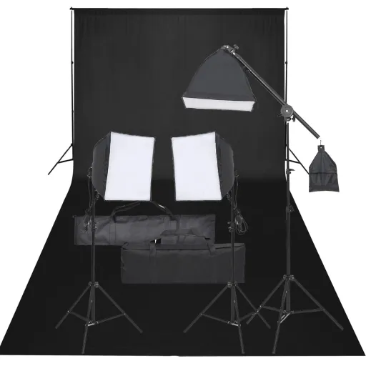 Kit de Estúdio Fotográfico com Conjunto de Iluminação e Fundo