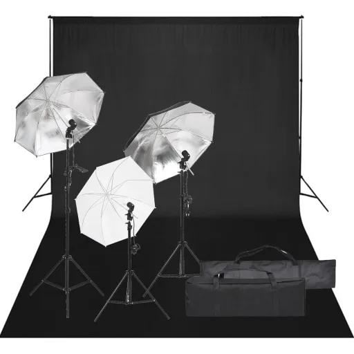 Kit de Estúdio Fotográfico com Conjunto de Iluminação e Fundo