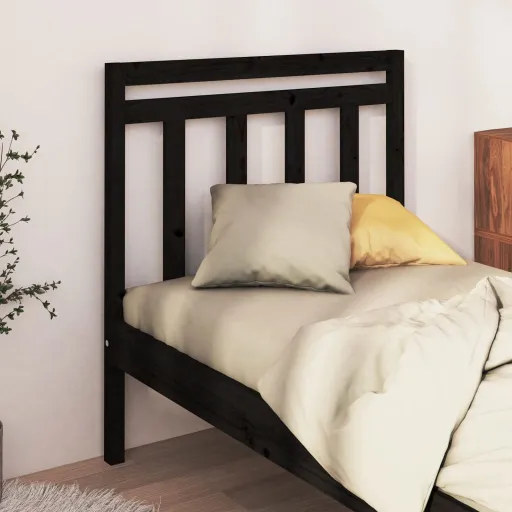 Cabeceira de Cama 81x4x100 cm Pinho Maciço Preto