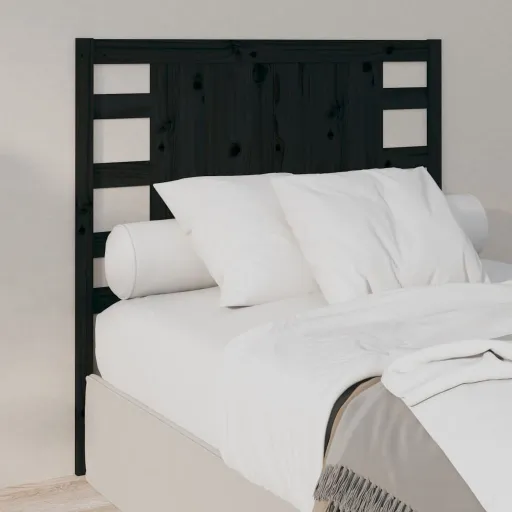 Cabeceira de Cama 81x4x100 cm Pinho Maciço Preto