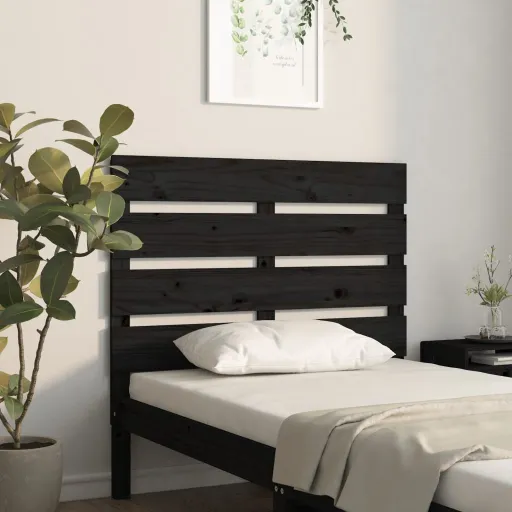 Cabeceira de Cama 100x3x80 cm Pinho Maciço Preto