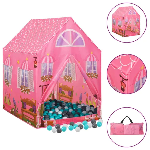 Tenda de Brincar Infantil com 250 Bolas 69x94x104 cm Rosa